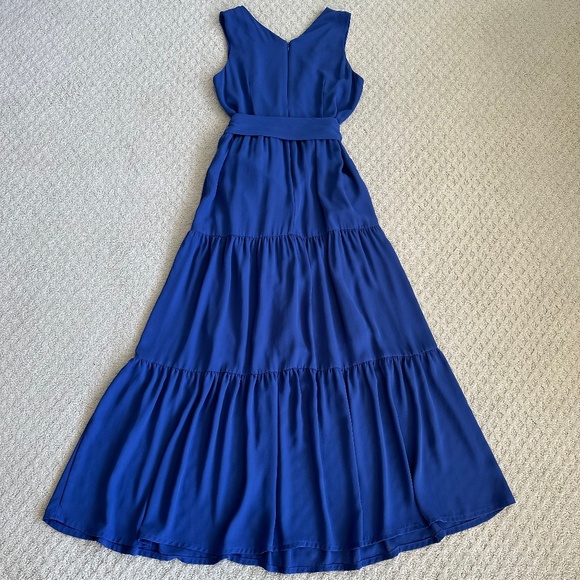 J. McLaughlin Blue Lavinia Tiered Maxi Dress Size 4 Wedding Resortwear Classic - Picture 7 of 14